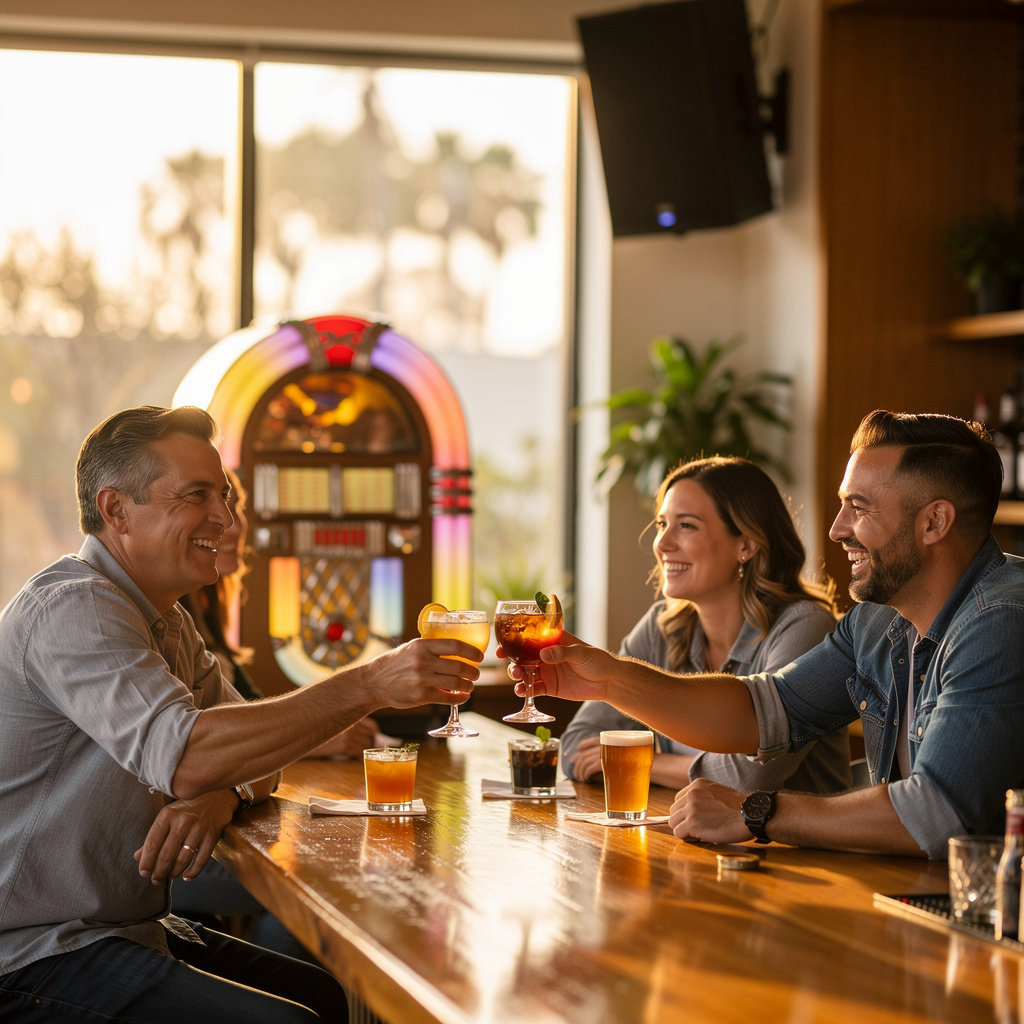 The Tully's vibrant jukebox and sound system creating a unique music atmosphere in Santa Barbara